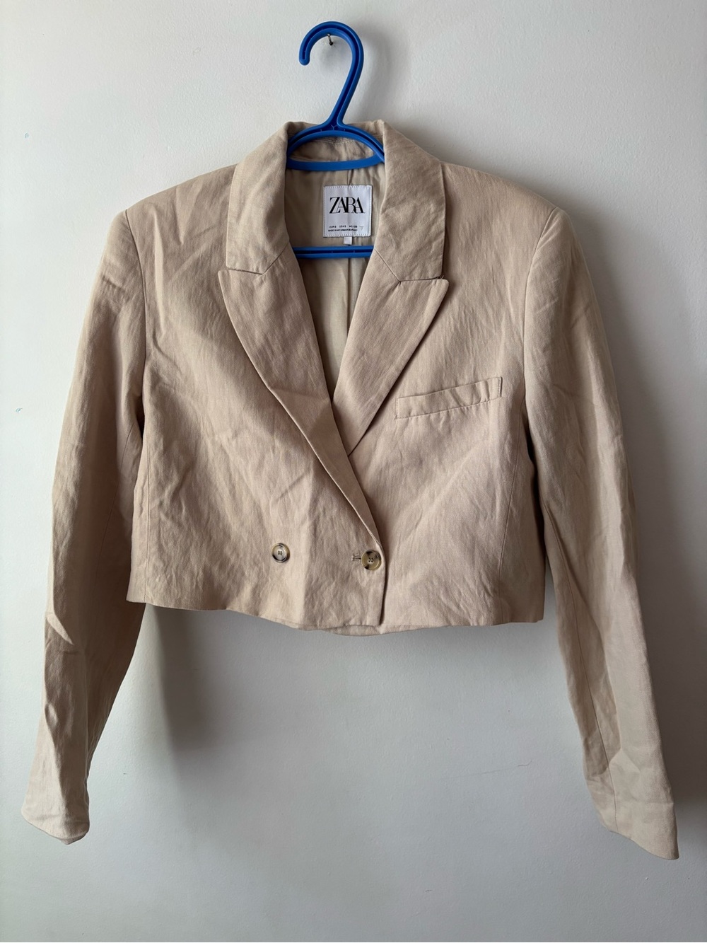 Zara Cropped Light Beige Blazer
